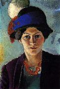 August Macke Portrait of the artist's wife with a hat oil painting on canvas